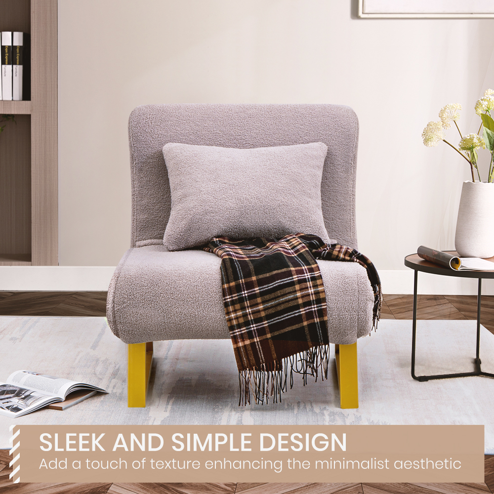 Furb Sofa Bed Lounge Chair Sherpa Fabric Folding Recliner Single/Double Seat - Picture 54 of 99
