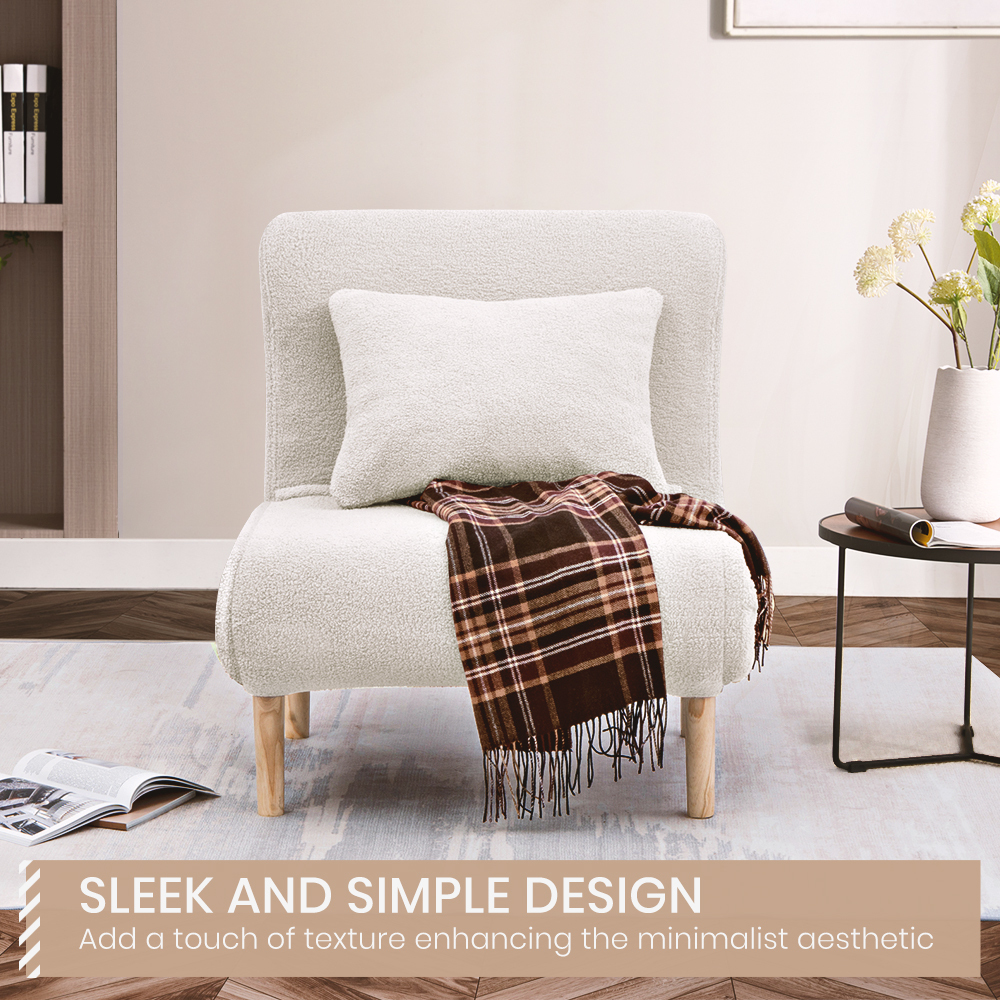 Furb Sofa Bed Lounge Chair Sherpa Fabric Folding Recliner Single/Double Seat - Picture 87 of 99