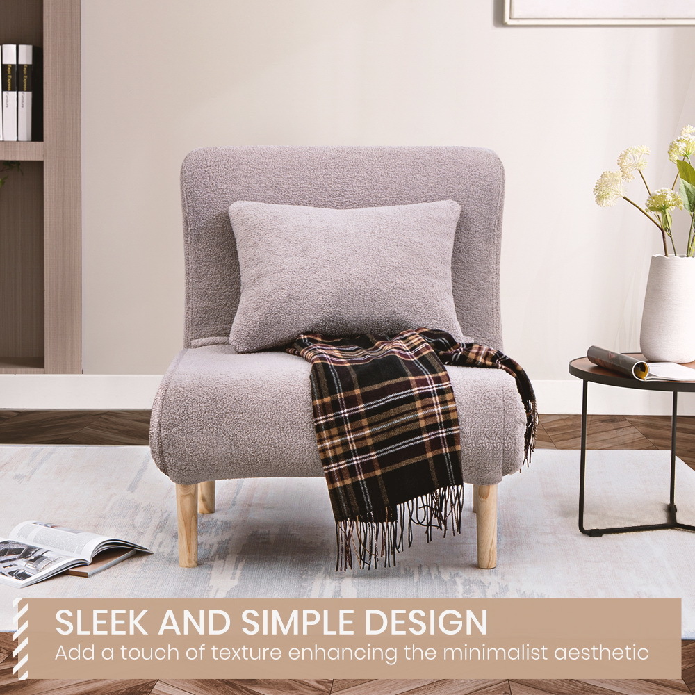 Furb Sofa Bed Lounge Chair Sherpa Fabric Folding Recliner Single/Double Seat - Picture 98 of 99