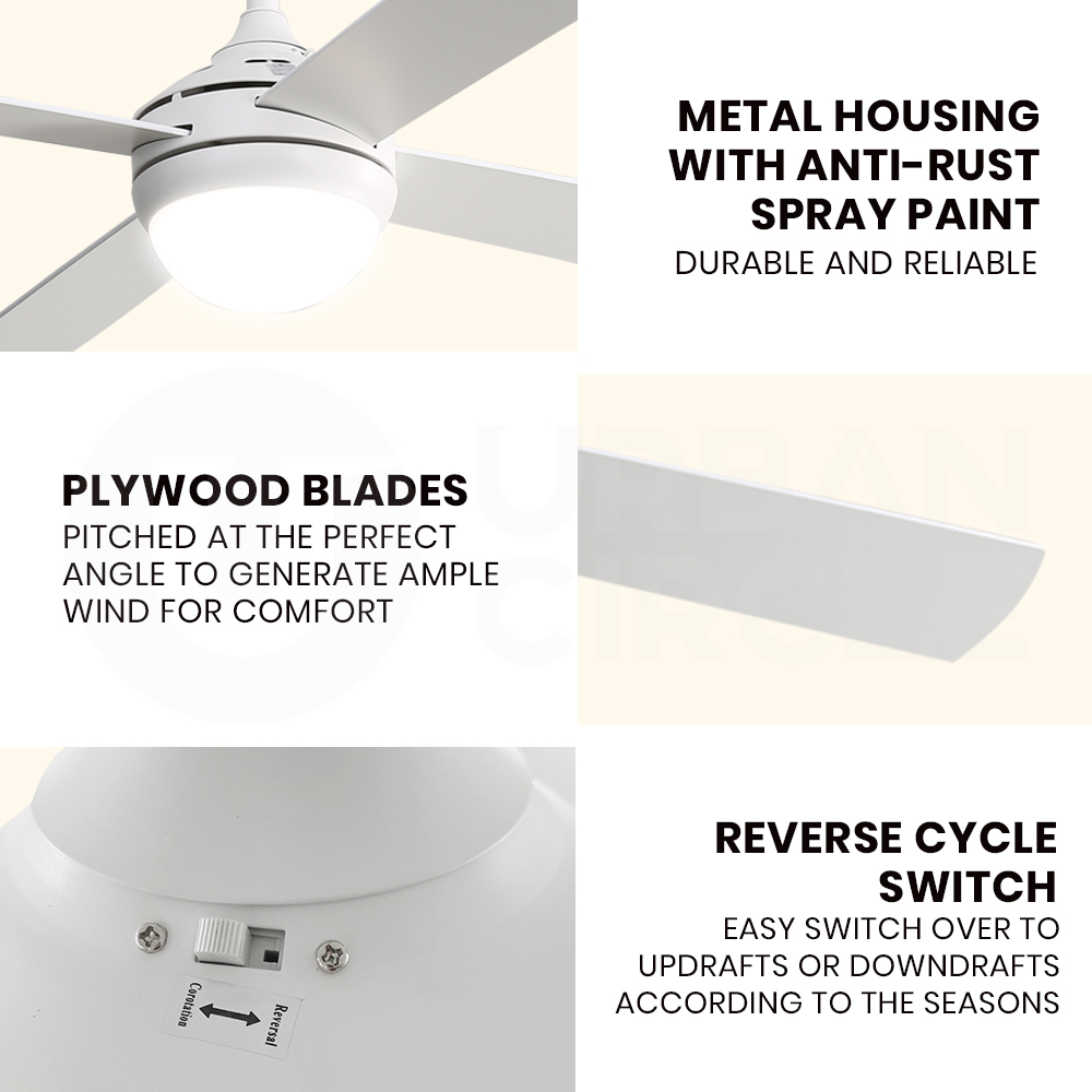 Krear 52" Inch Ceiling Fan Wooden Blades DC Motor Fans Light LED Remote Control - Picture 82 of 312