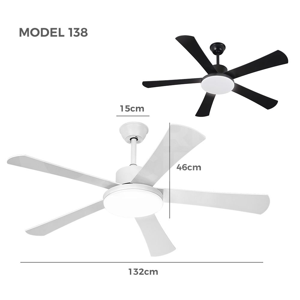 Krear 52" Inch Ceiling Fan Wooden Blades DC Motor Fans Light LED Remote Control - Picture 34 of 312
