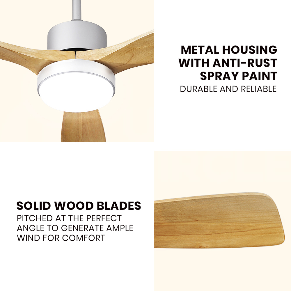 Krear Ceiling Fan With Light Remote Control 52'' DC Wood Blade Strong Wind Timer - Picture 32 of 55