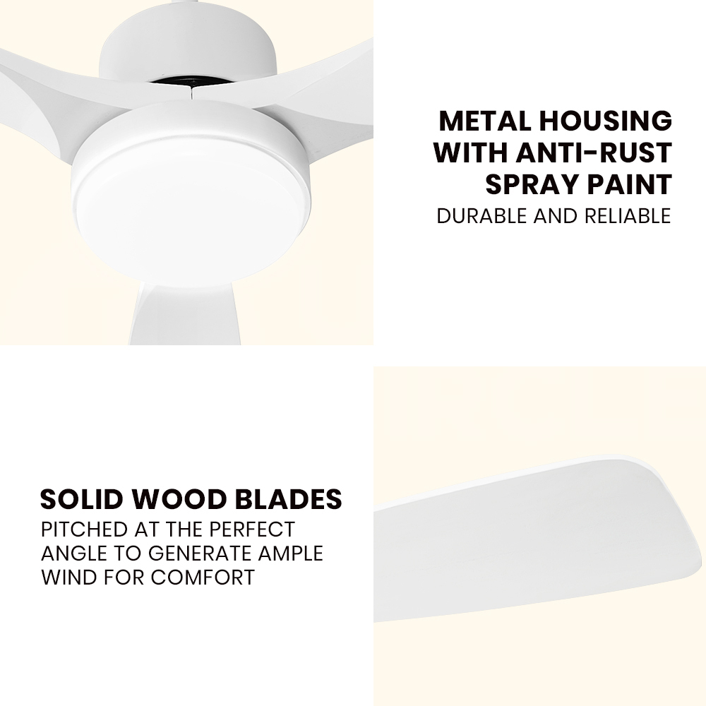 Krear Ceiling Fan With Light Remote Control 52'' DC Wood Blade Strong Wind Timer - Picture 54 of 55