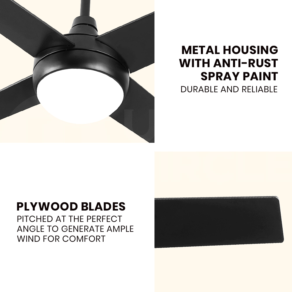 Krear 52'' Ceiling Fan with LED Light Remote Control Fans 4 Wood Blades 1320mm - Picture 21 of 88