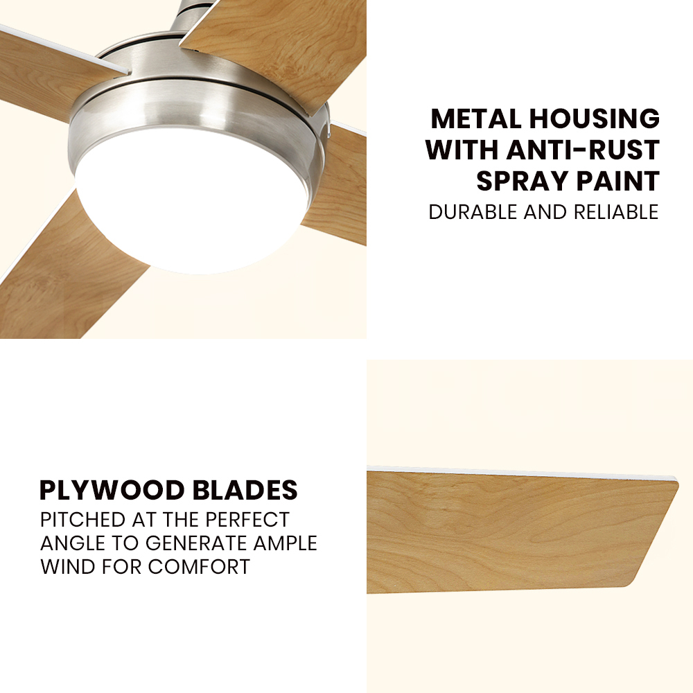 Krear 52'' Ceiling Fan with LED Light Remote Control Fans 4 Wood Blades 1320mm - Picture 43 of 88