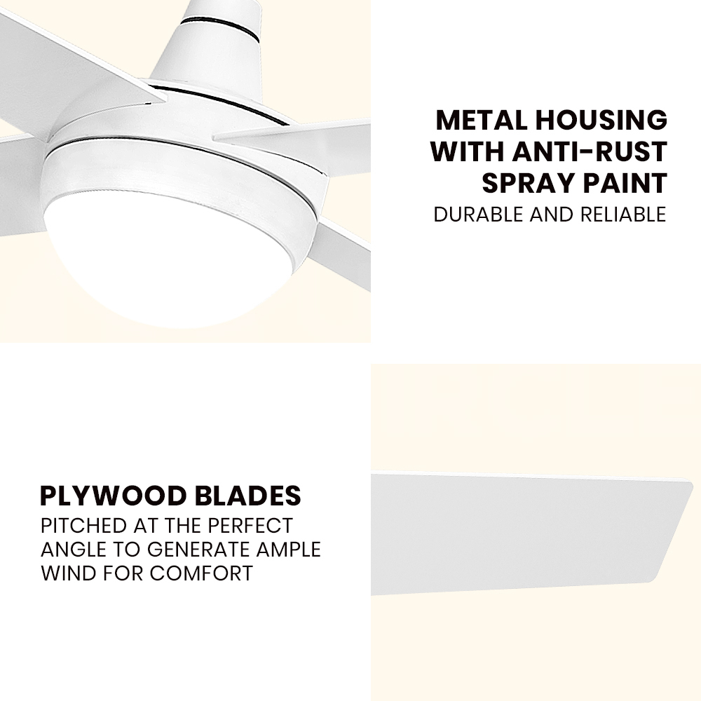 Krear 52'' Ceiling Fan with LED Light Remote Control Fans 4 Wood Blades 1320mm - Picture 54 of 88
