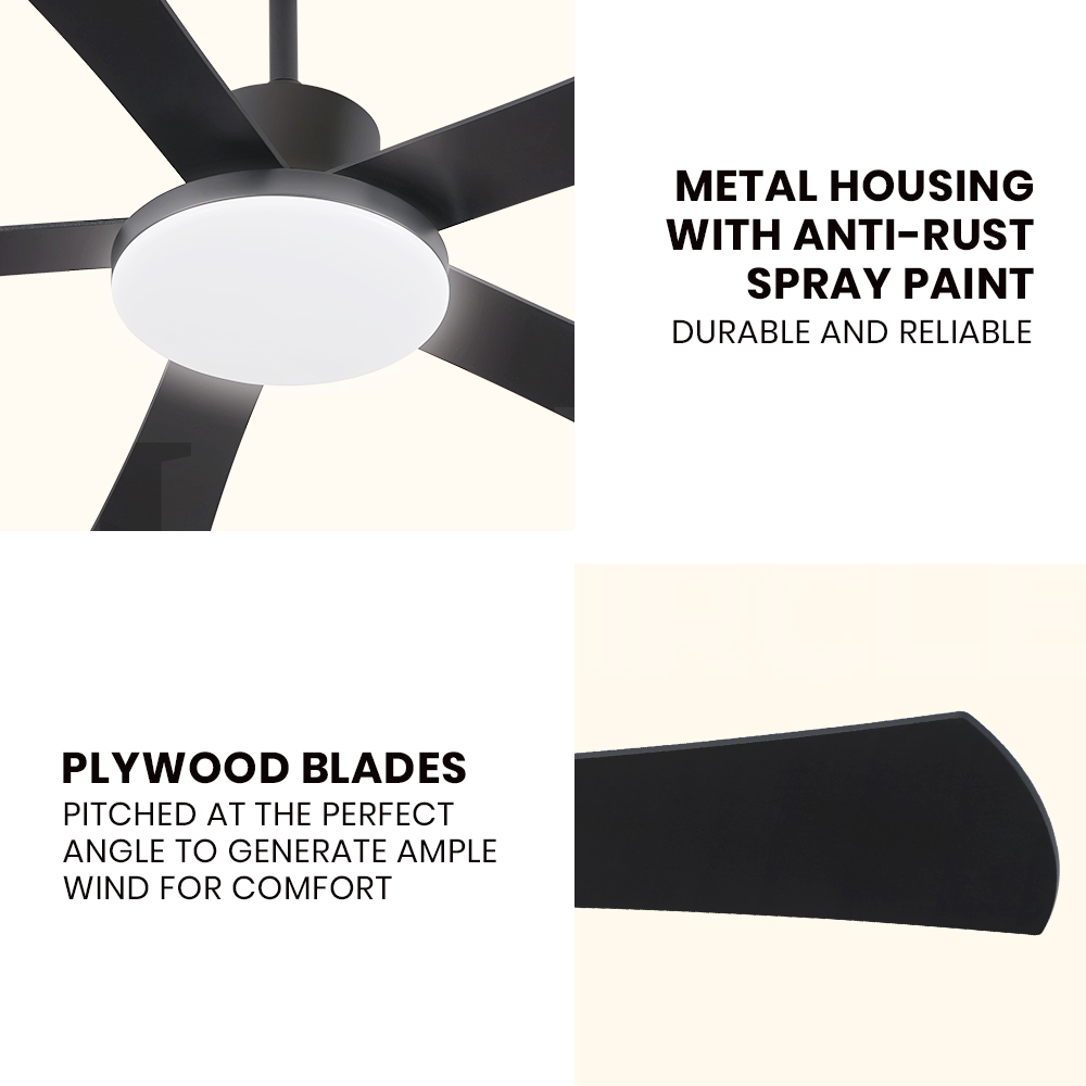 Krear 52" Inch Ceiling Fan Wooden Blades DC Motor Fans Light LED Remote Control - Picture 274 of 312