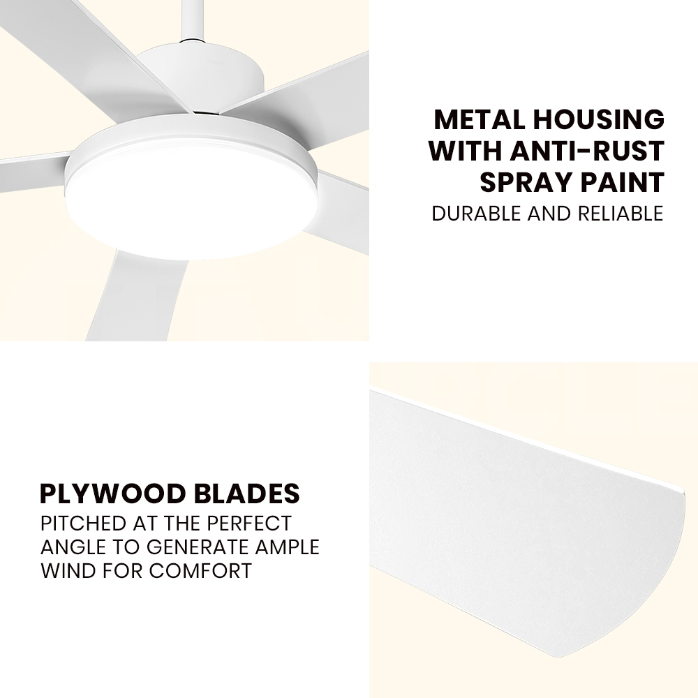 Krear 52" Inch Ceiling Fan Wooden Blades DC Motor Fans Light LED Remote Control - Picture 286 of 312