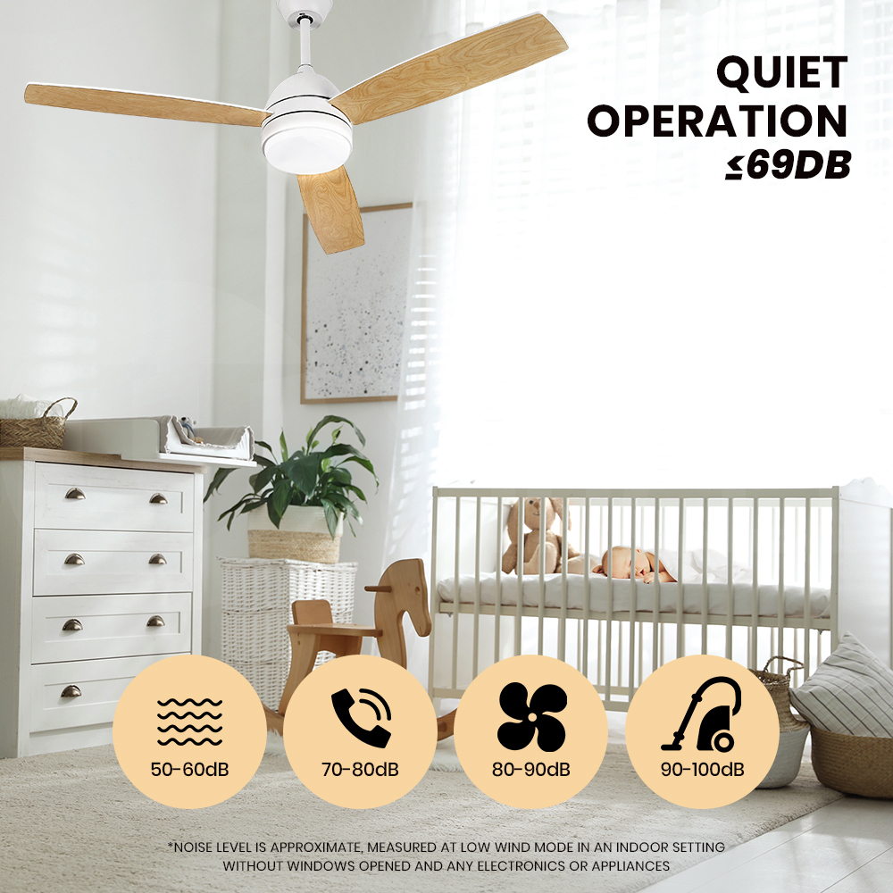 Krear 52" Inch Ceiling Fan Wooden Blades DC Motor Fans Light LED Remote Control - Picture 310 of 312