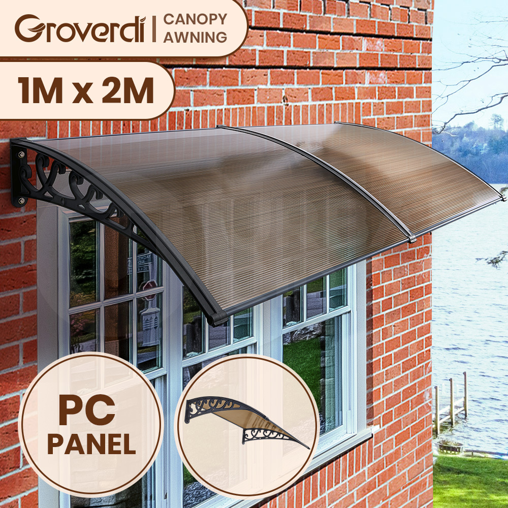 Groverdi Window Door Awning Outdoor Canopy Patio Rain Shield Cover DIY 1M-3M - Picture 82 of 163