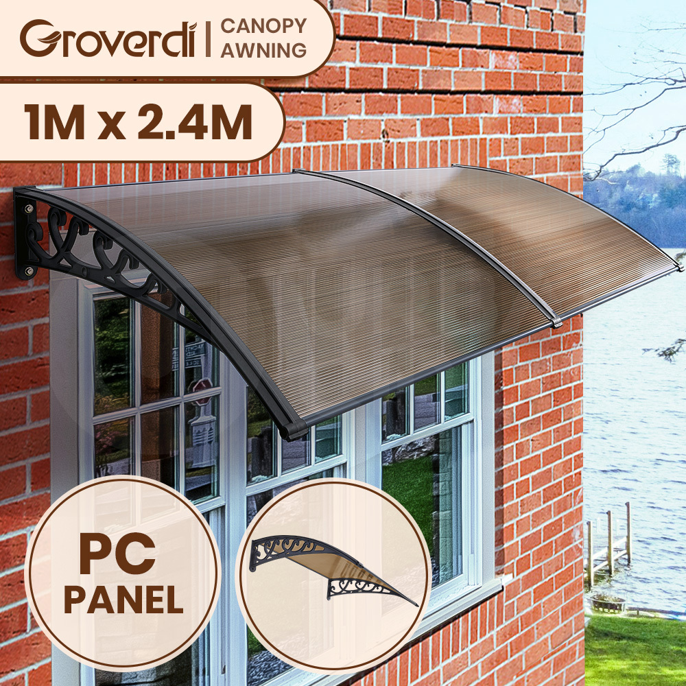 Groverdi Window Door Awning Outdoor Canopy Patio Rain Shield Cover DIY 1M-3M - Picture 113 of 163