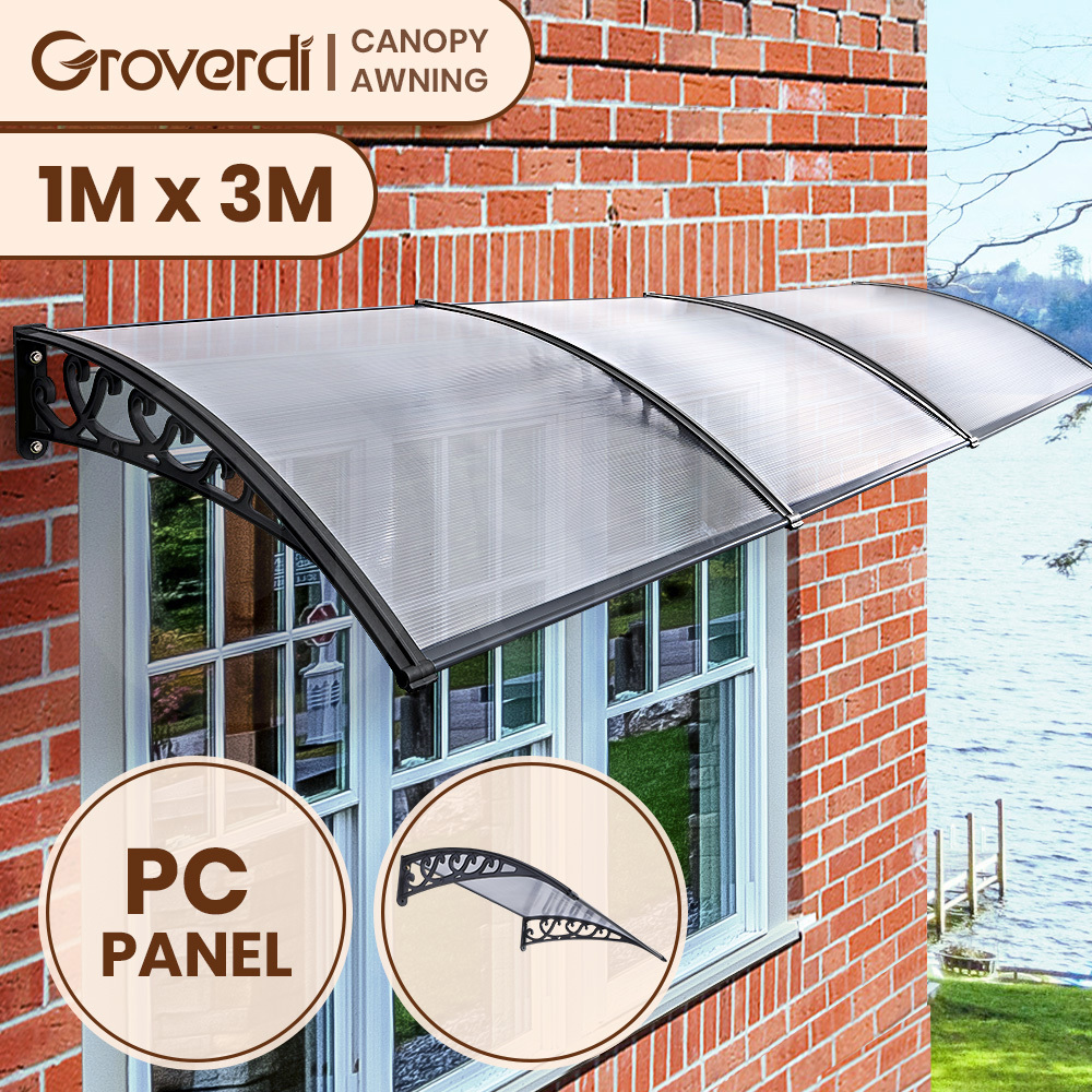 Groverdi Window Door Awning Outdoor Canopy Patio Rain Shield Cover DIY 1M-3M - Picture 133 of 163