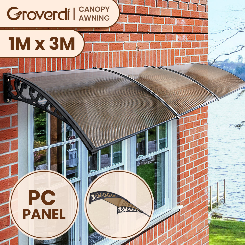 Groverdi Window Door Awning Outdoor Canopy Patio Rain Shield Cover DIY 1M-3M - Picture 143 of 163