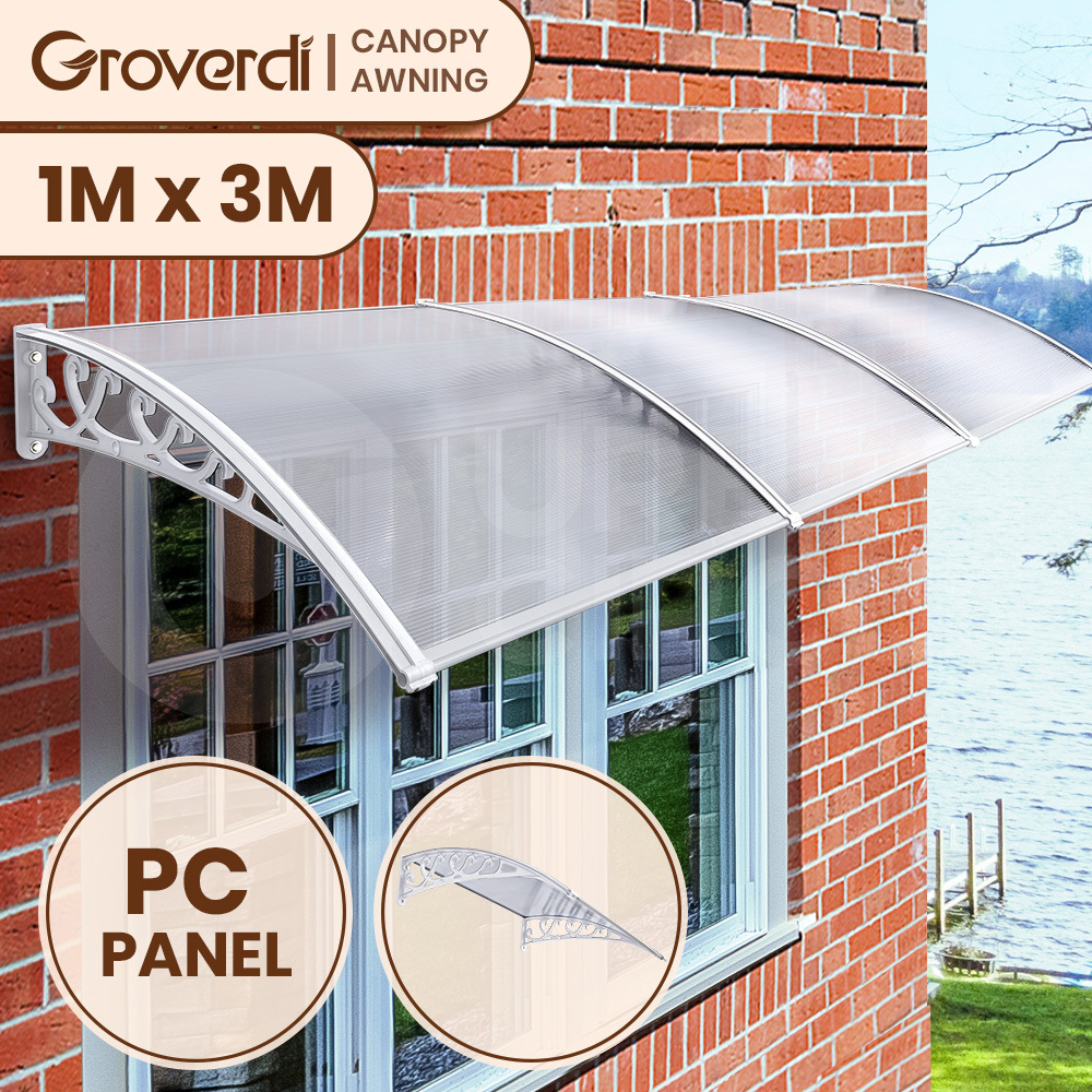 Groverdi Window Door Awning Outdoor Canopy Patio Rain Shield Cover DIY 1M-3M - Picture 154 of 163