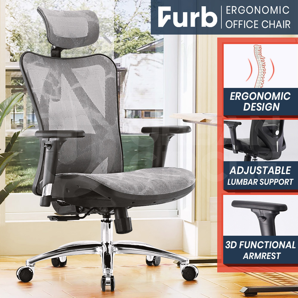 SIHOO M57 Ergonomic Office Chair Desk - (Grey Frame with Grey Mesh