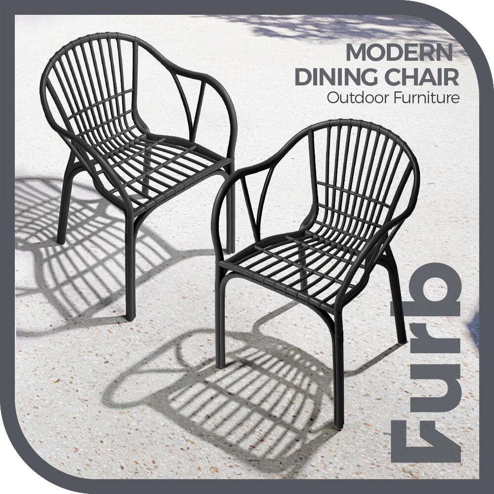 Furb 2PC Outdoor Dining Chair Lounge Chair Patio Furniture Garden Black/Camel - Picture 11 of 50