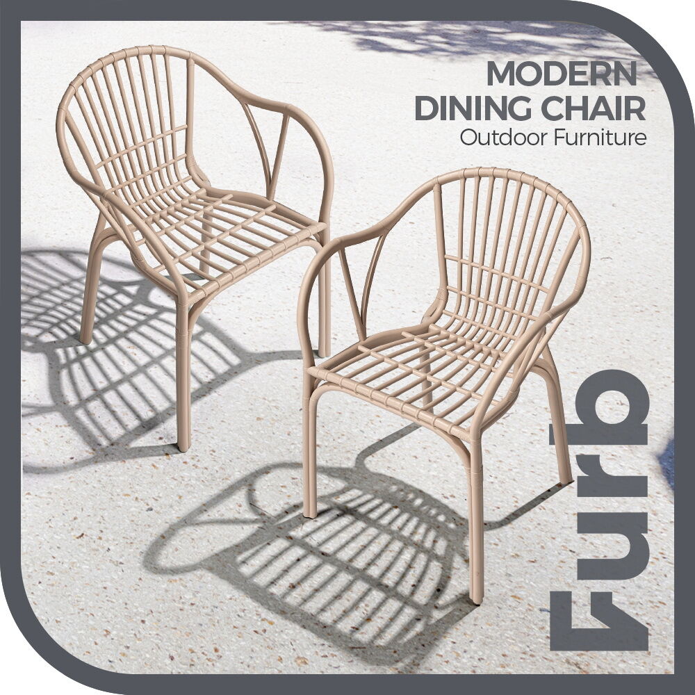 Furb 2PC Outdoor Dining Chair Lounge Chair Patio Furniture Garden Black/Camel - Picture 21 of 50