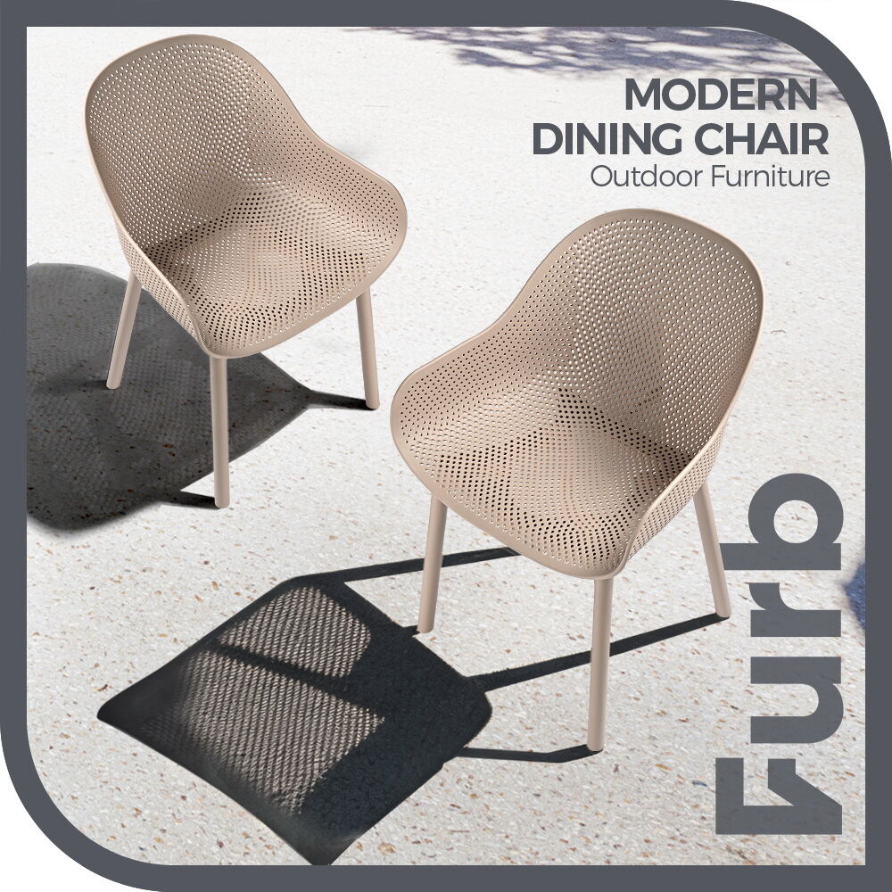 Furb 2PC Outdoor Dining Chair Lounge Chair Patio Furniture Garden Black/Camel - Picture 41 of 50