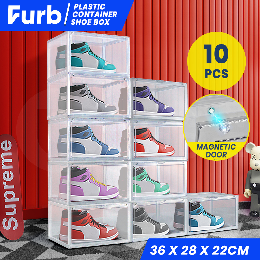 Furb Shoe Display Box Plastic Container Stackable Boxes Storage Case