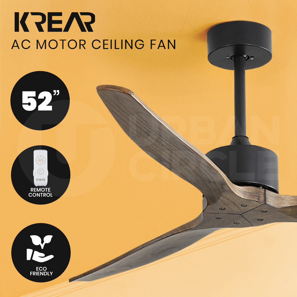 Krear 52" Inch Ceiling Fan Wooden Blades DC Motor Fans Light LED Remote Control - Picture 25 of 312