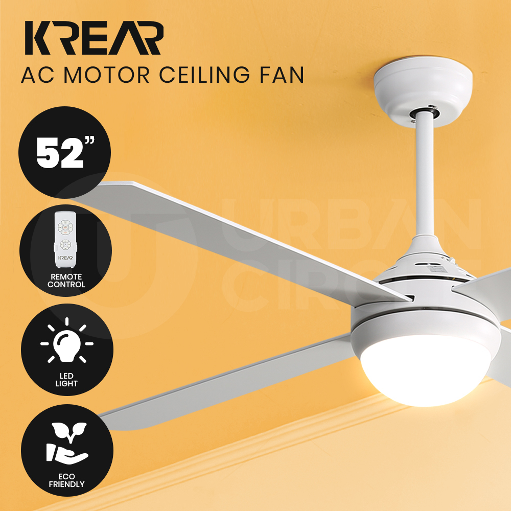 Krear 52" Inch Ceiling Fan Wooden Blades DC Motor Fans Light LED Remote Control - Picture 73 of 312