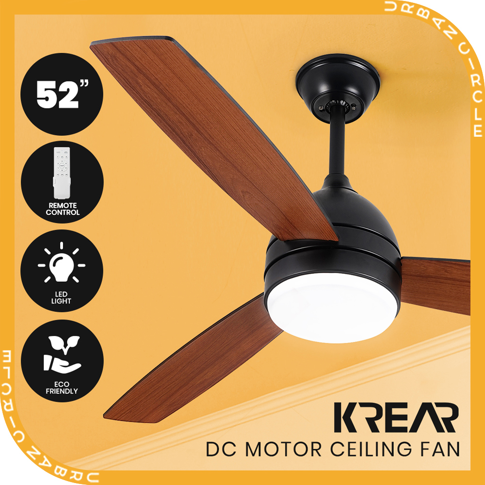 Krear 52" Inch Ceiling Fan Wooden Blades DC Motor Fans Light LED Remote Control - Picture 289 of 312
