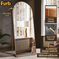 Furb Full Length Floor Mirror Arch Dressing Mirrors Freestanding Gold 180*80cm