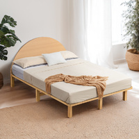 Furb King Single Bed Frame Wooden Bed Base Pine Wood Mattress Platform, OAK