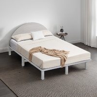 Furb King Single Bed Frame Pine Wood Bed Base Mattress Platform, Light Grey