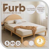 Furb Bed Frame Double King Single Pine Wooden Mattress Base Bedroom Furniture