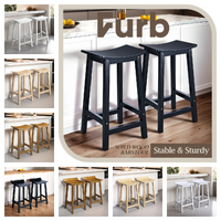 Furb Kitchen Wooden Bar Stools x 2 Dining Chairs