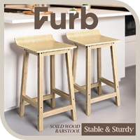 Furb Kitchen Wooden Bar Stools x 2 Dining Chairs Natural