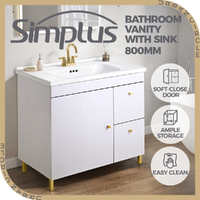 Simplus Bathroom Vanity Unit Sink 800MM Floor Free Standing With Ceramic Basin