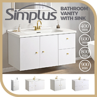 Simplus Bathroom Vanity Unit Sink With Ceramic Basin Cabinet Storage Wall Hung