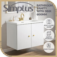 Simplus Vanity Unit 600MM Bathroom Cabinet Storage Wall Hung Sink Ceramic Basin