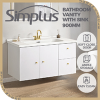 Simplus Vanity Unit 900MM Bathroom Cabinet Storage Wall Hung Sink Ceramic Basin