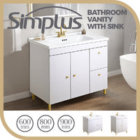 Simplus Bathroom Vanity Unit Sink w/ Ceramic Basin Cabinet Storage Freestanding