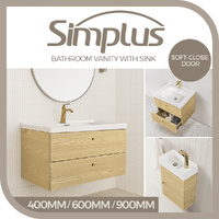 Simplus Bathroom Vanity Unit with Sink, Wall-Mounted Storage Cabinet Organizer