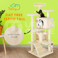 Taily 132cm Cat Tree Scratching Post Scratcher Tower Condo House Bed Stand Beige