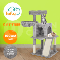 Taily 100cm Cat Tree Tower Condo House Scratching Post Pet Activity Bed Lte Grey