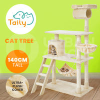 Taily 140cm Cat Tree Scratching Post Scratcher Tower Condo Bed House Pole Beige