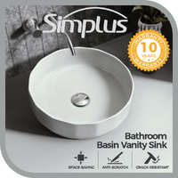 Simplus Bathroom Ceramic Basin Vanity Bowl Sink Counter High Gloss White 40CM
