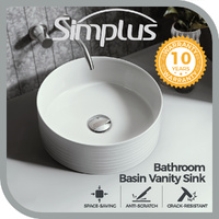 Simplus Bathroom Ceramic Basin Vanity Sink Round Hand Wash Bowl Above Counter
