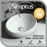 Simplus Bathroom Basin Vanity Sink Ceramic Above Counter Hand Wash Bowl Oval