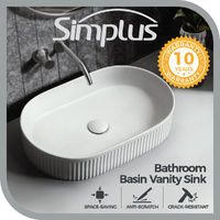 Simplus Oval Ceramic Basin Vanity Sink Hand Wash Bowl Above Counter for Bath