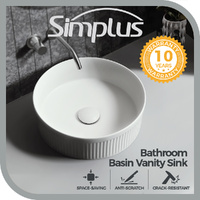 Simplus Ceramic Basin Vanity Sink Hand Wash Bowl Above Counter for Bath, White