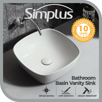 Simplus Bathroom Ceramic Basin Vanity Sink Square Hand Wash Bowl Above Counter