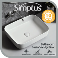 Simplus Ceramic Basin Vanity Sink Rectangle Hand Wash Bowl Above Counter Bath