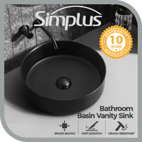 Simplus Round Bathroom Basin Vanity Sink Ceramic Above Counter Hand Wash 41x41CM