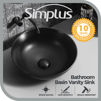 Simplus Bathroom Basin Vanity Sink Ceramic Above Counter Hand Wash Matte Black